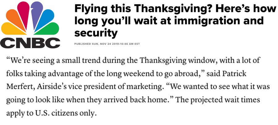 CNBC coverage — Thanksgiving travel wait times