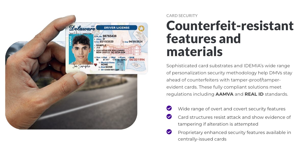 IDEMIA physical driver's license security features