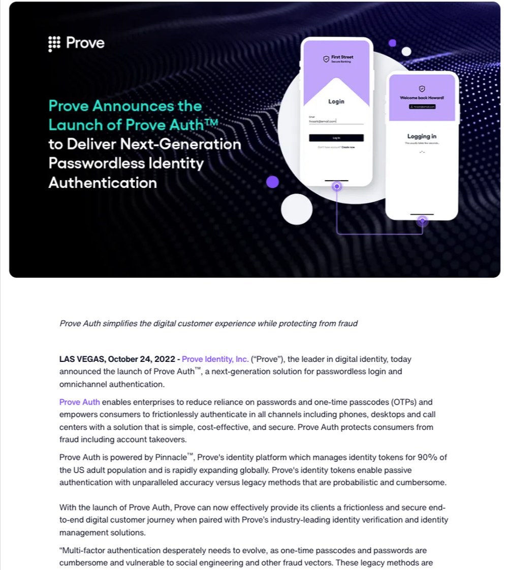 Prove Auth launch blog post