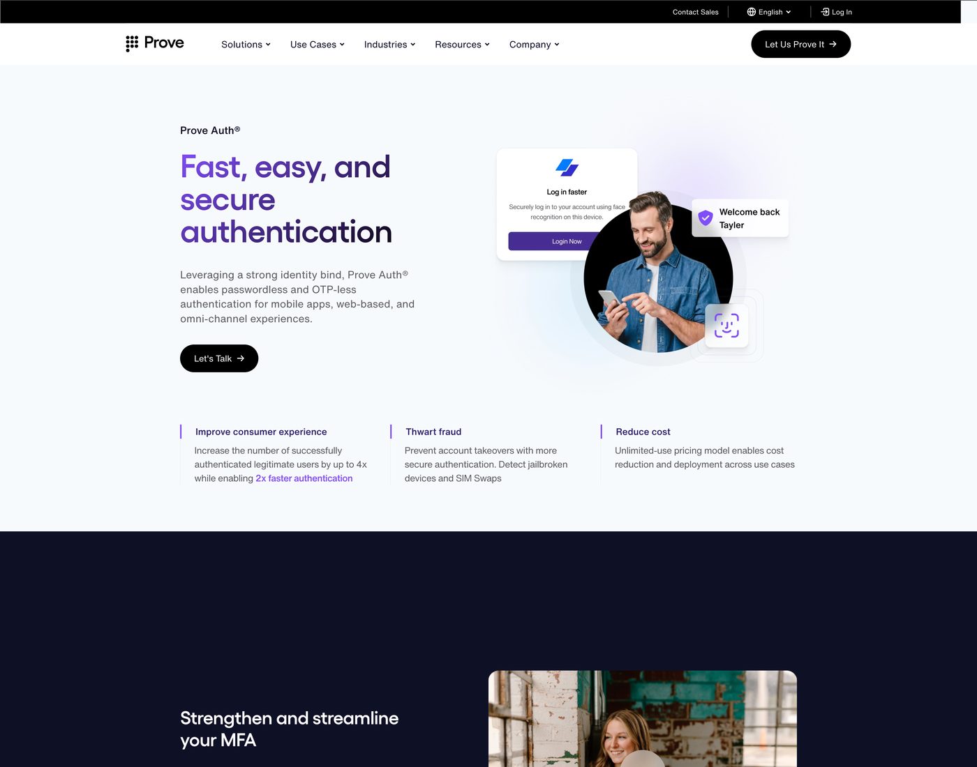 Prove Auth product page