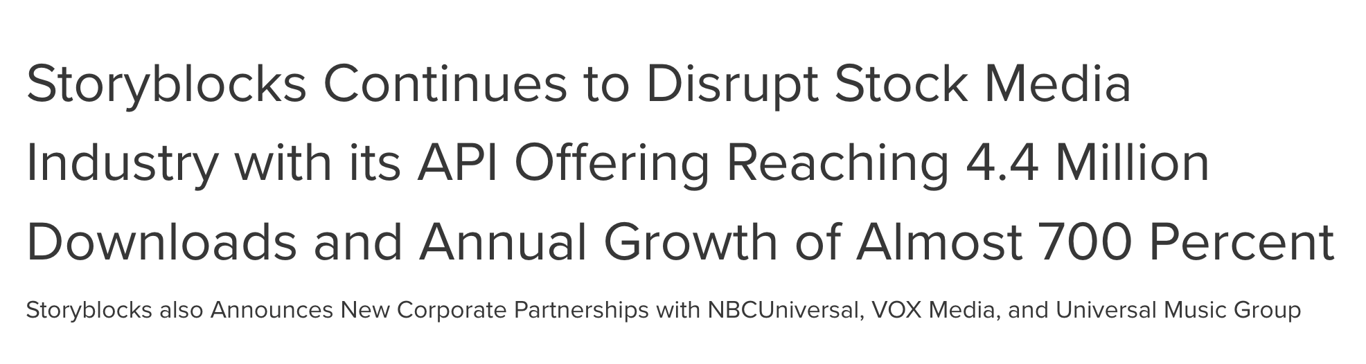 Storyblocks API PR Newswire — 4.4M Downloads