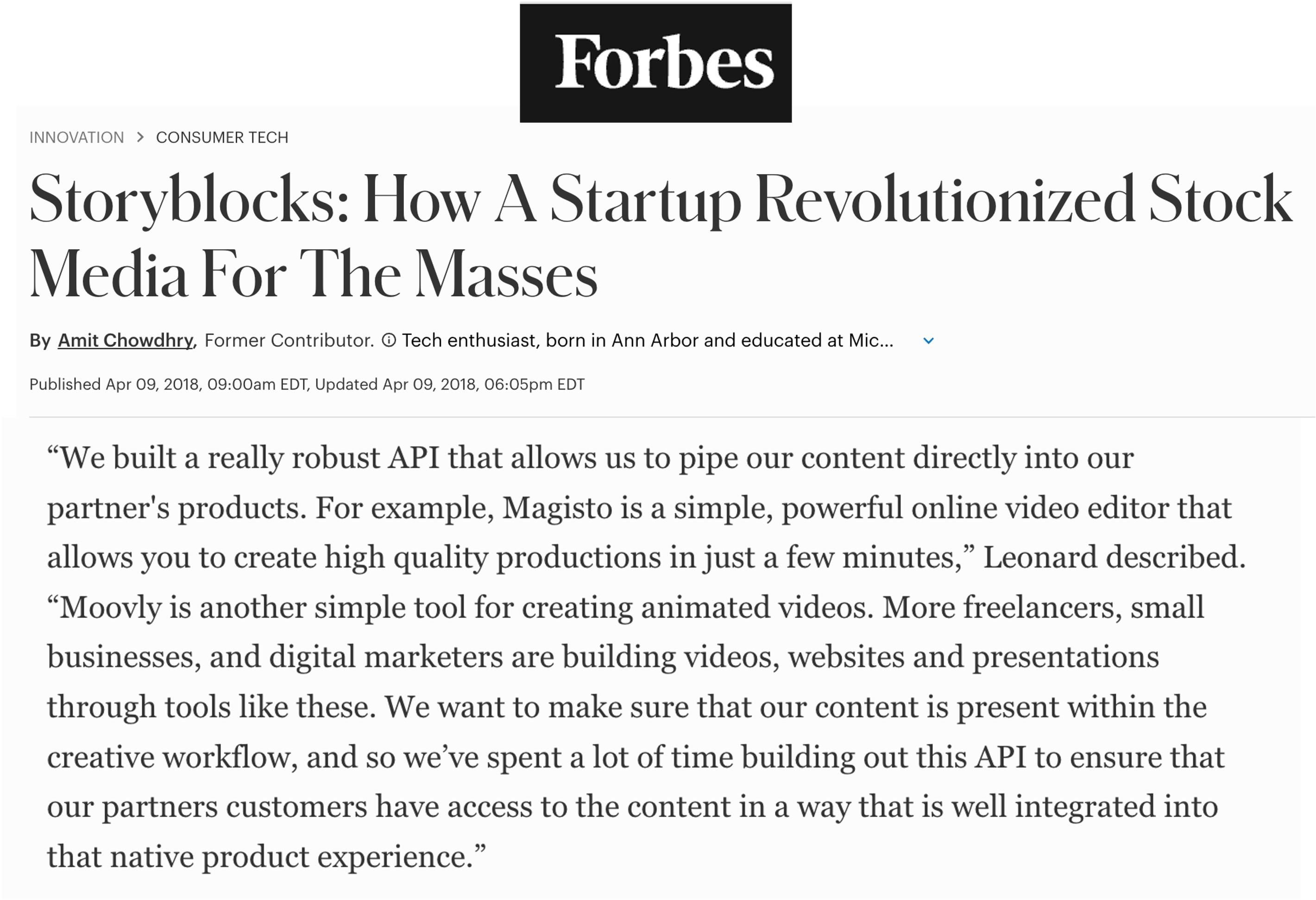 Forbes — Storyblocks API Coverage